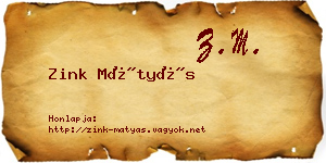 Zink Mátyás névjegykártya